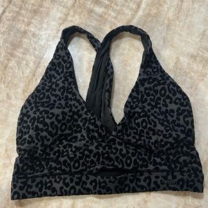 Echt black leopard velvet sports bra